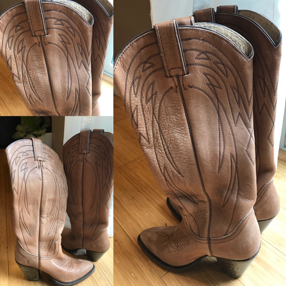 Tan Billy tall pull on boots by Frye